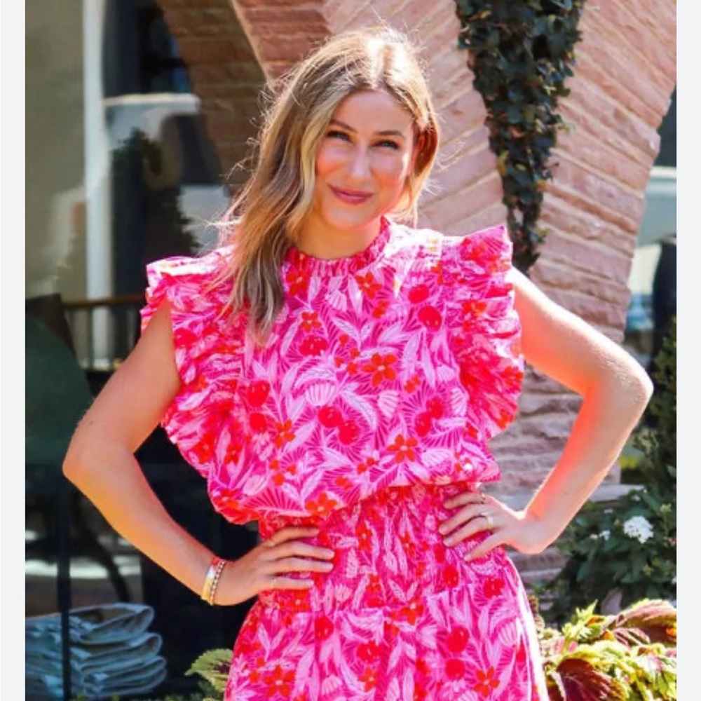 J. Marie Ruby Ruffle Blouse